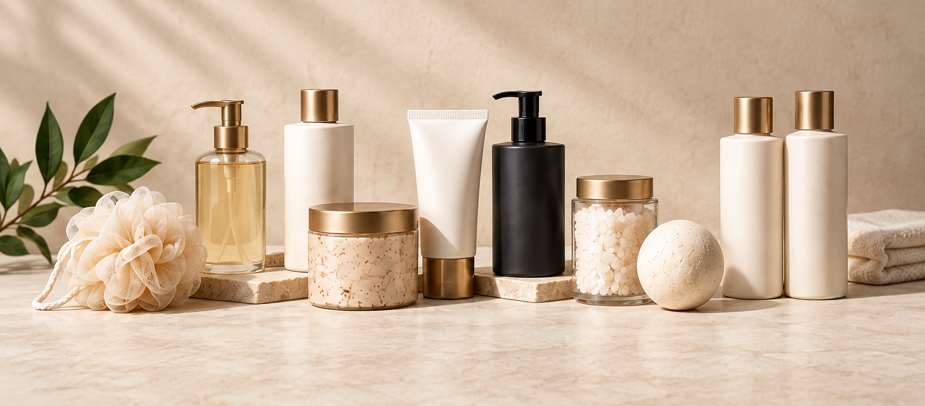 Coordinated private label bath and body product collection